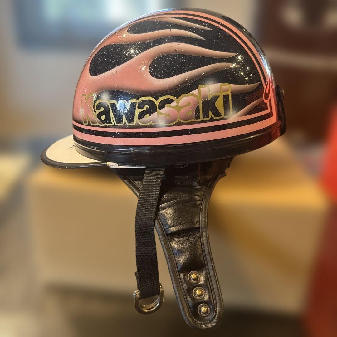 Kawasaki 半帽ヘルメット ピンク・黒