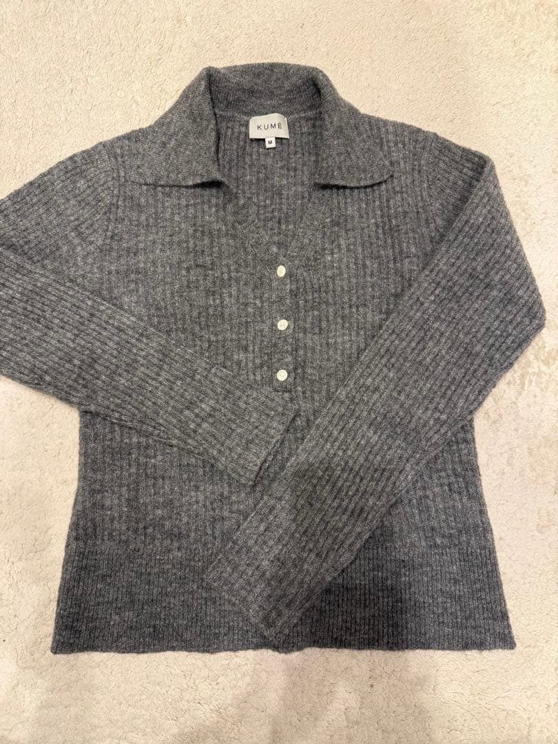 KUME V-NECK BUTTON COLLAR SWEATER ニット