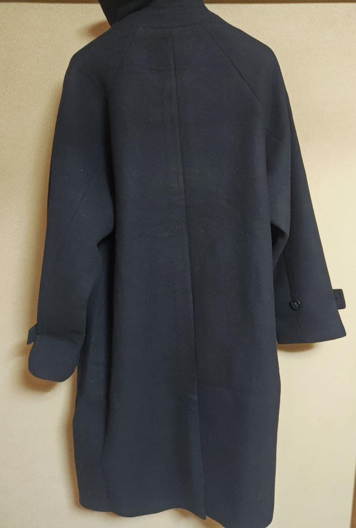 CLEL ウールブレンド テックメルトンステンカラーコート ブラック