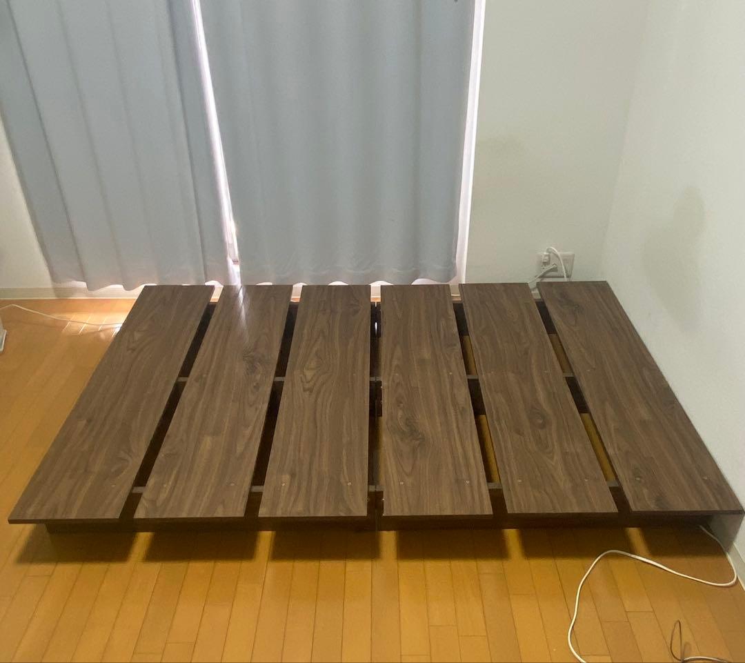 lowya ベッドフレーム　セミダブル　ウォルナット　すのこ