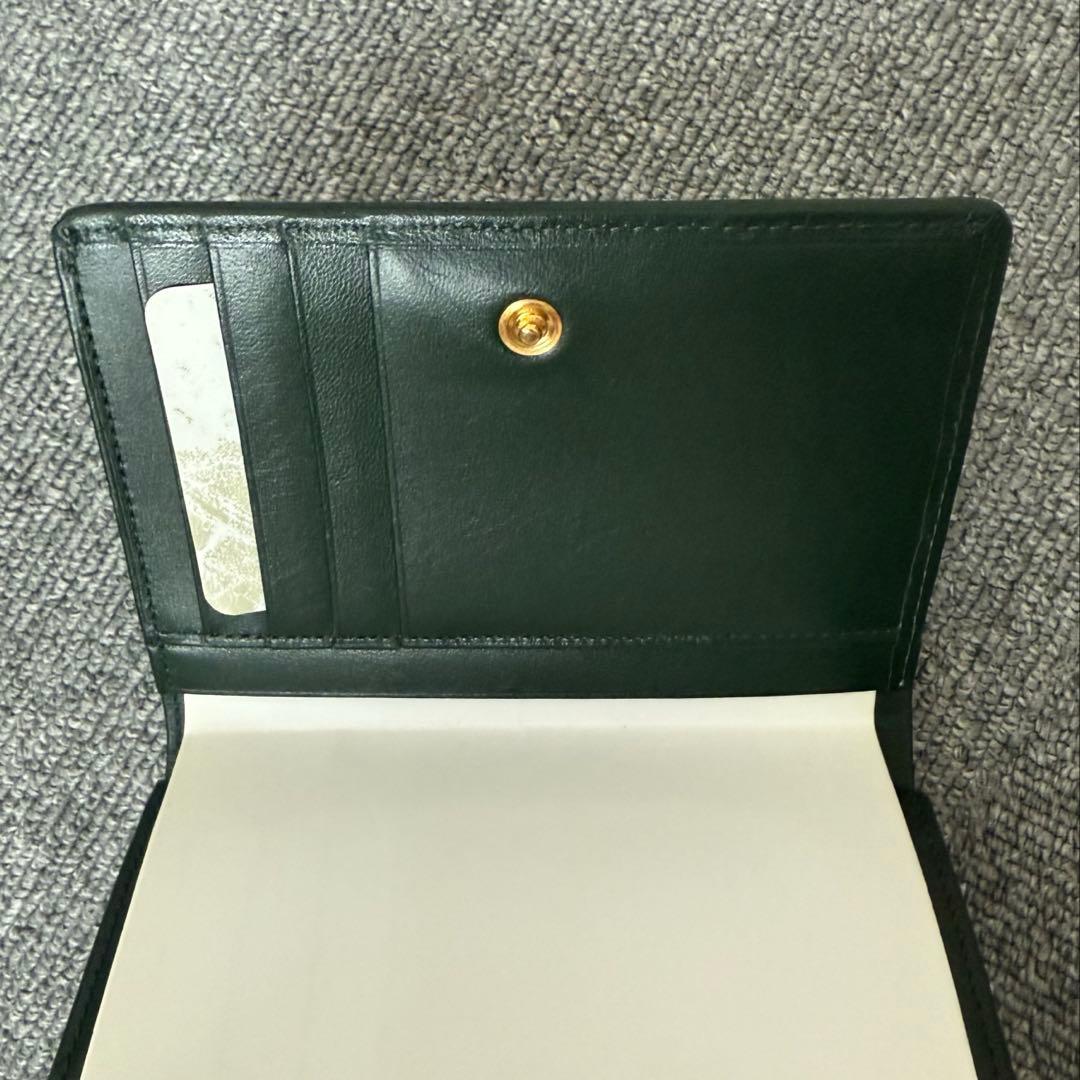 【新品未使用品】文庫革 絞り〈緑〉二つ折り財布　がま口