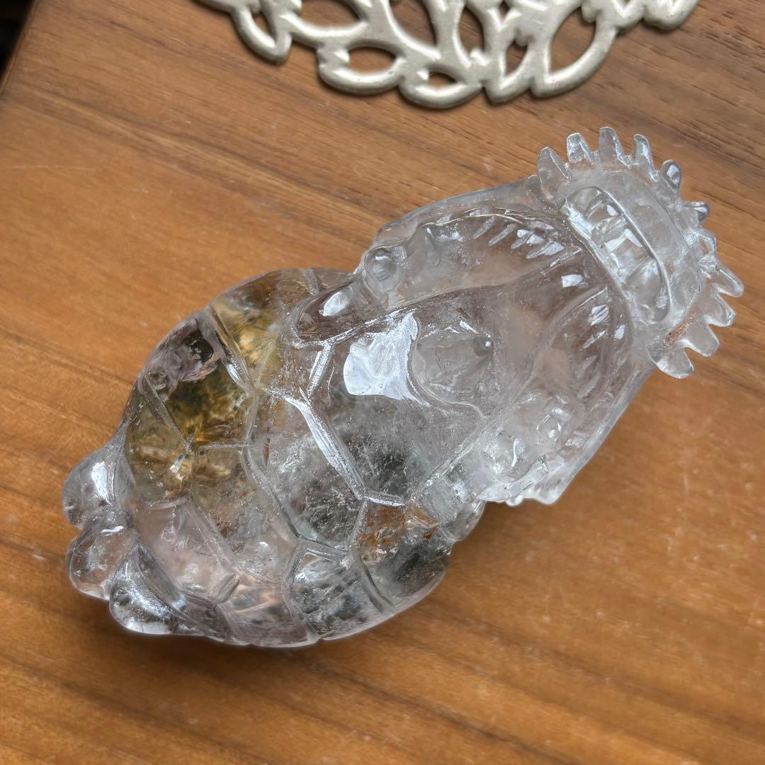 ブラジル産のガーデンクォーツ 龍亀（ロングイ）置物156g