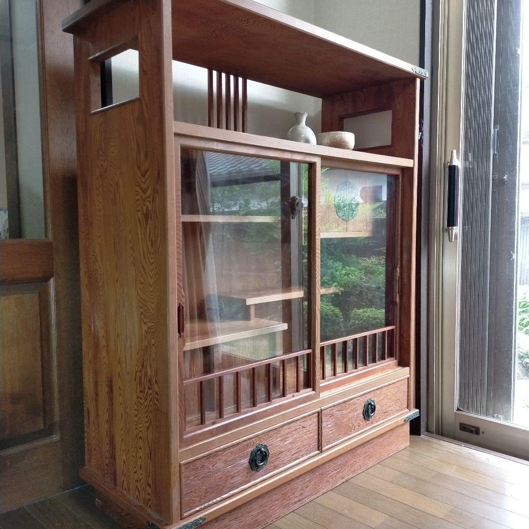 世界遺産屋久杉　極上　茶箪笥　茶棚　飾り棚　違い棚　収納棚　和家具