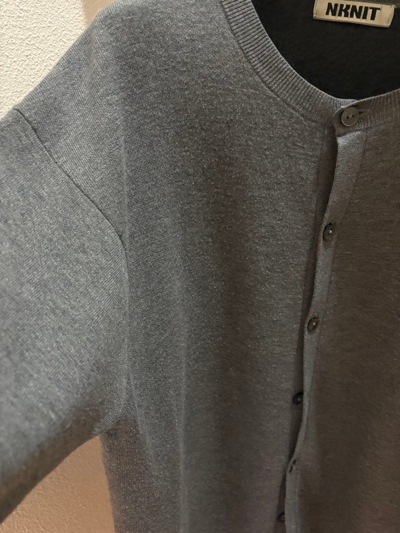 NKNIT logo ンニット　ニット　カーディガン グレー　ロゴ
