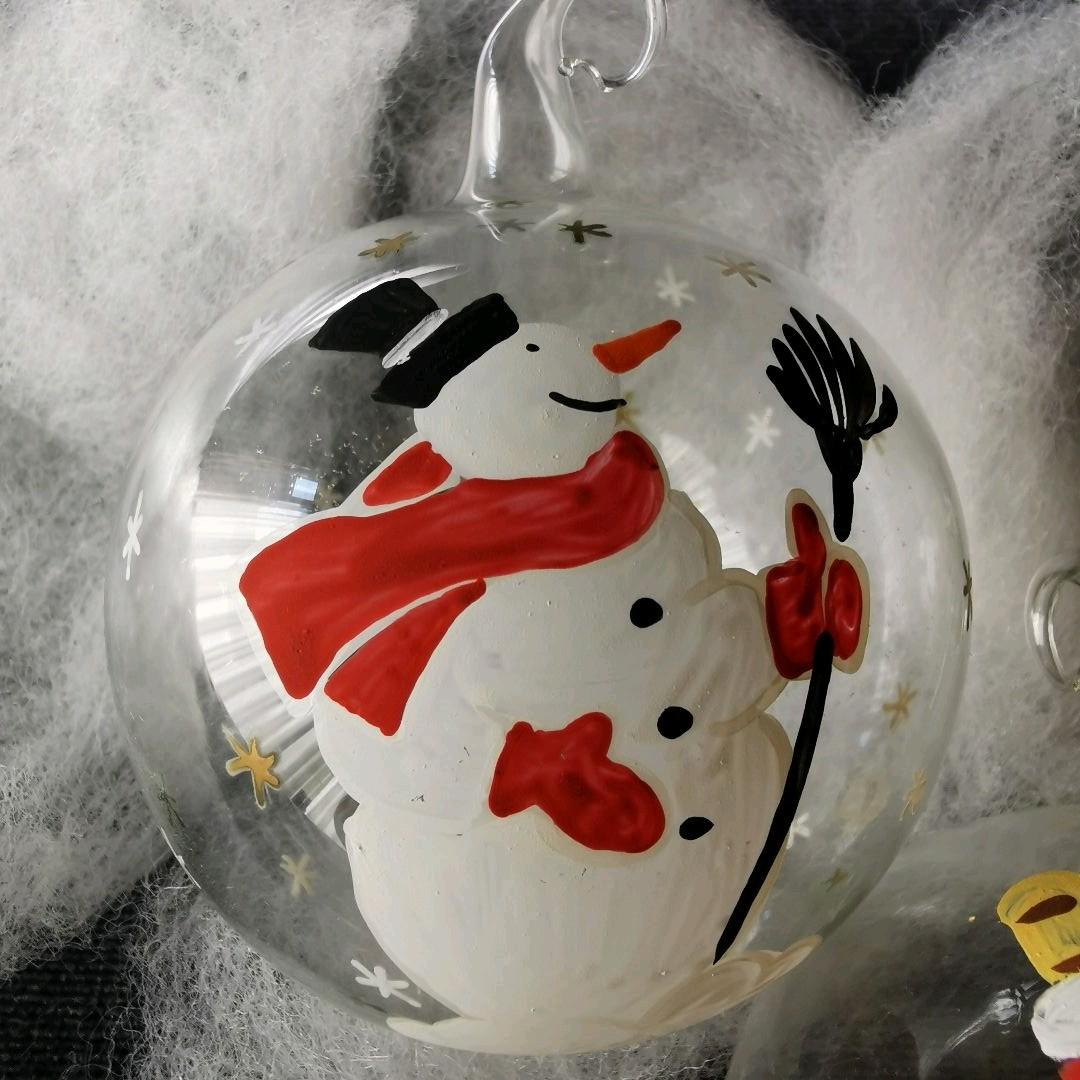 クリスマス　オーナメント ガラス　ガラスオーナメント　手描き　外国製　輸入　雑貨