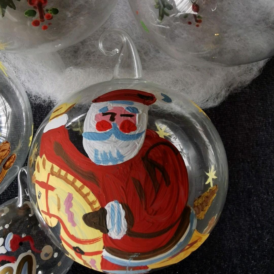クリスマス　オーナメント ガラス　ガラスオーナメント　手描き　外国製　輸入　雑貨