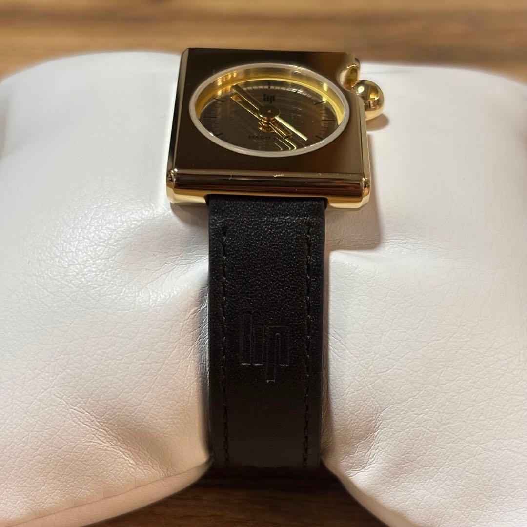LIP【リップ】マッハ2000ミニフランス製 レザー ブラック ゴールド 腕時計