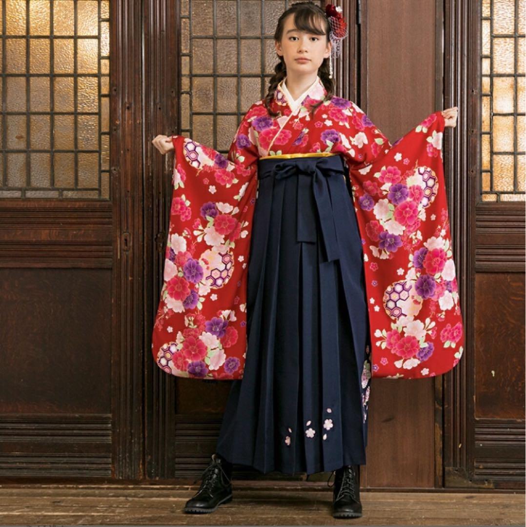 【160】アリサナ　レッド着物×紺袴　5点セット