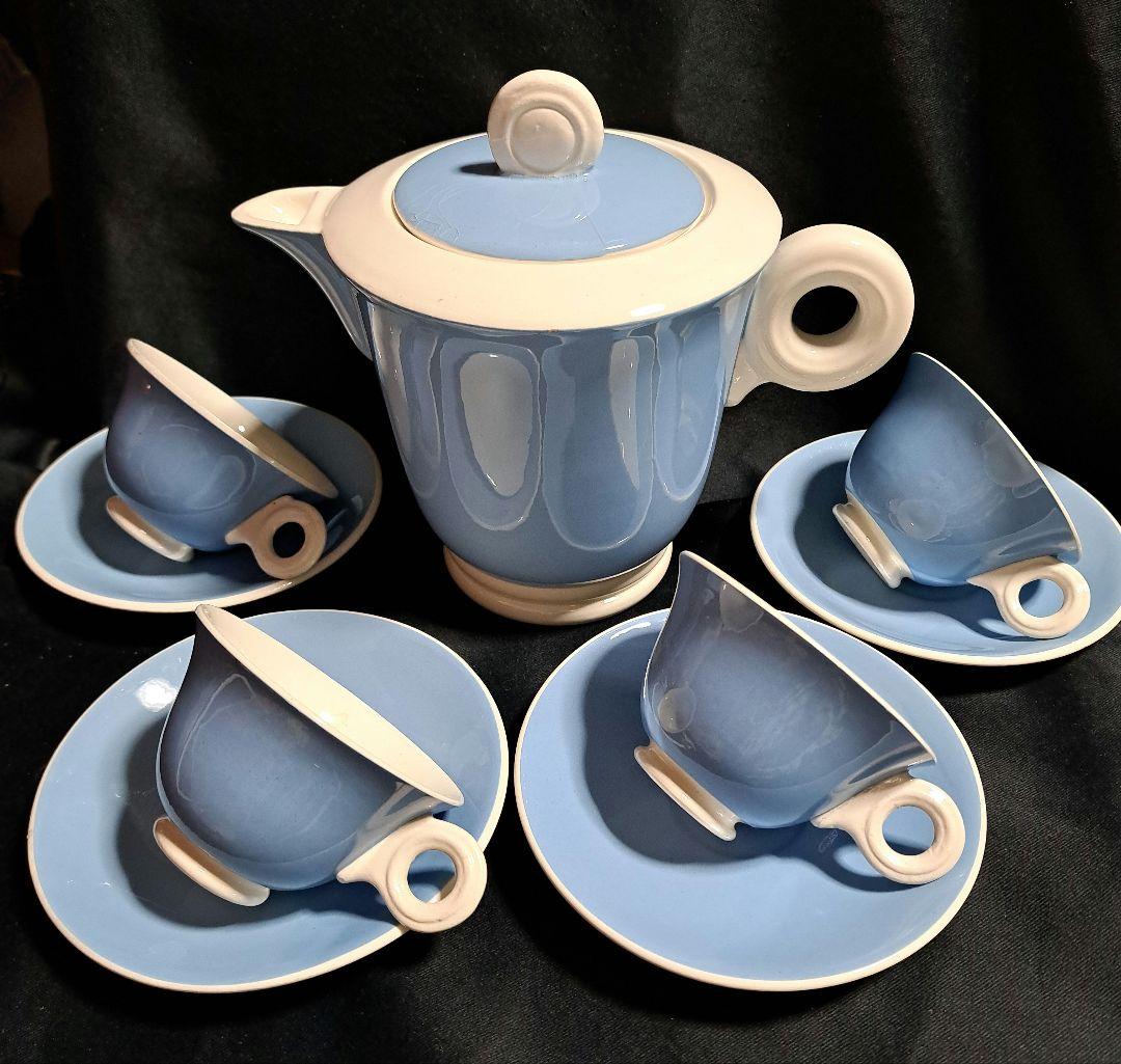 1930年頃　サルグミンヌ　DIGOIN アールデコ　スカイブルーティーセット