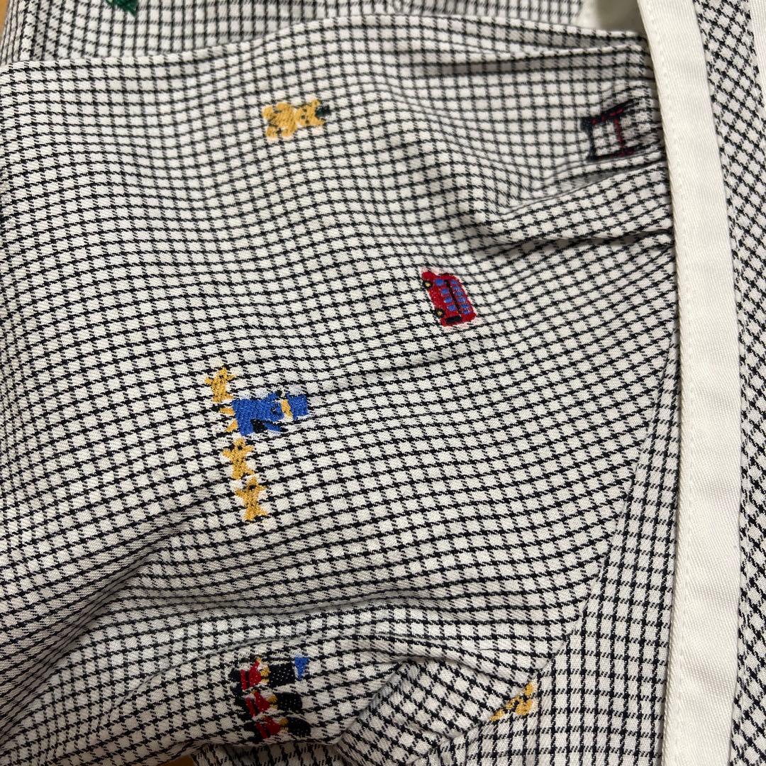 familiar 長袖　チェック刺繍　セーラ風襟　ワンピース　110センチ
