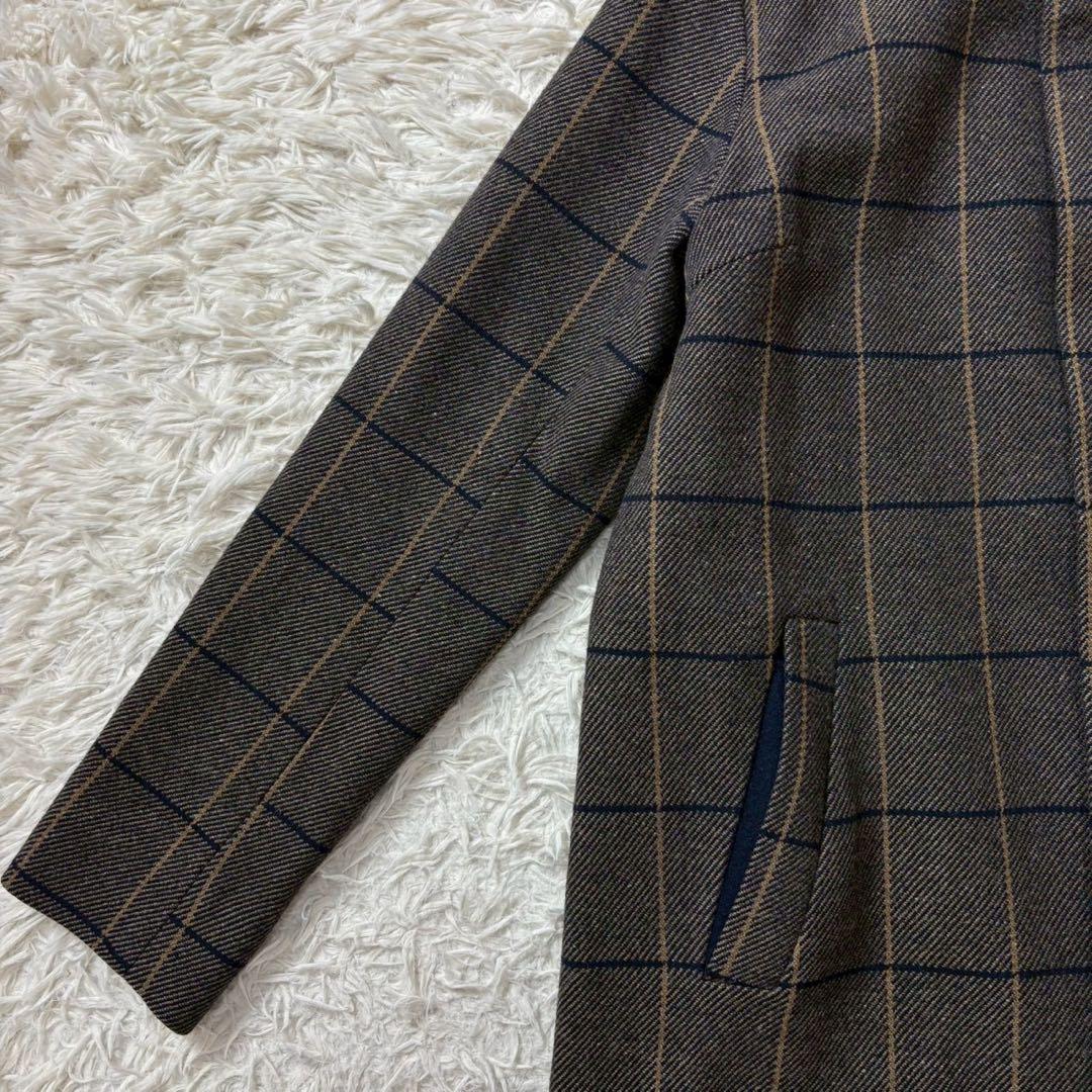 【美品】パラスパレス　ウール　チェスターコート　チェック　グレー　3