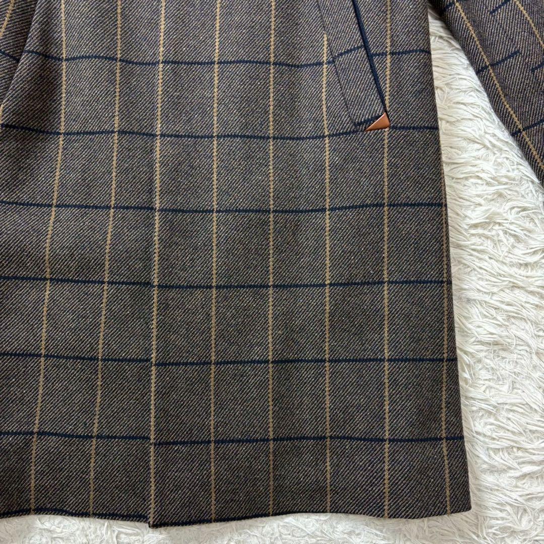 【美品】パラスパレス　ウール　チェスターコート　チェック　グレー　3