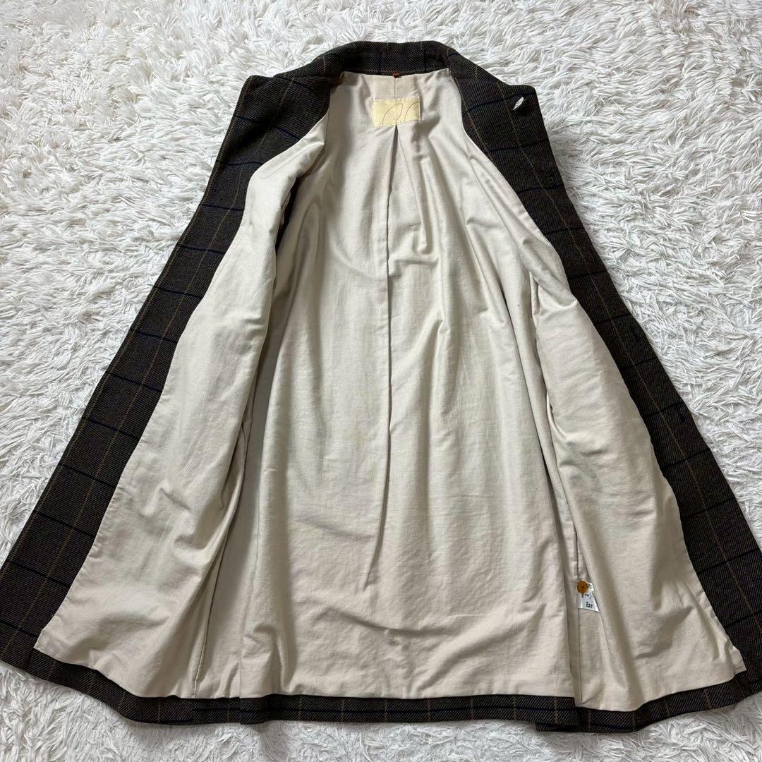 【美品】パラスパレス　ウール　チェスターコート　チェック　グレー　3