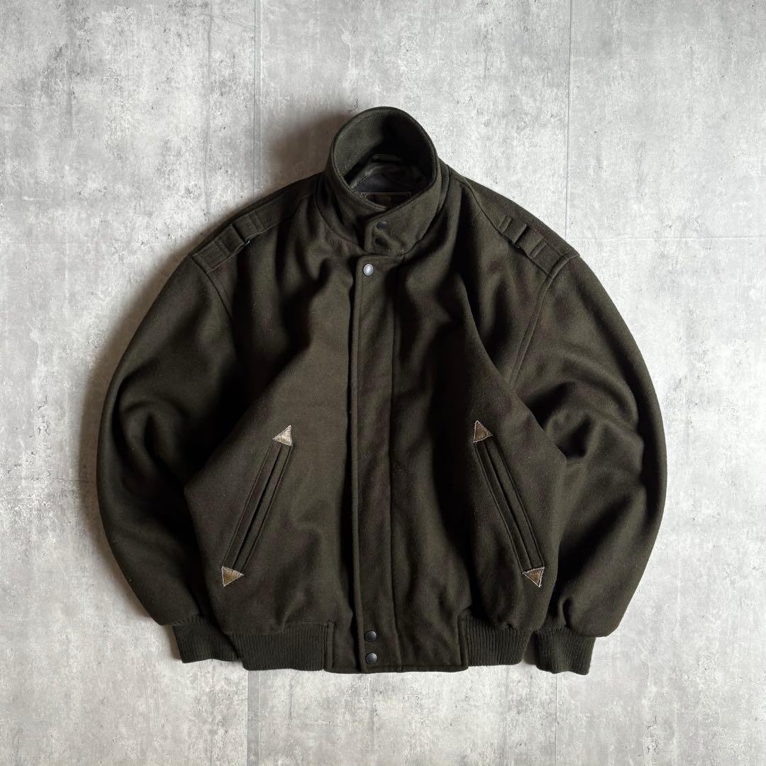 【90s vintage】スイングトップ　ブルゾン　ウール×レーヨン　短丈　肉厚