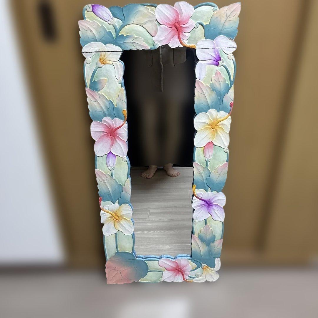 鏡　姿見　骨董品　木製　アンティーク