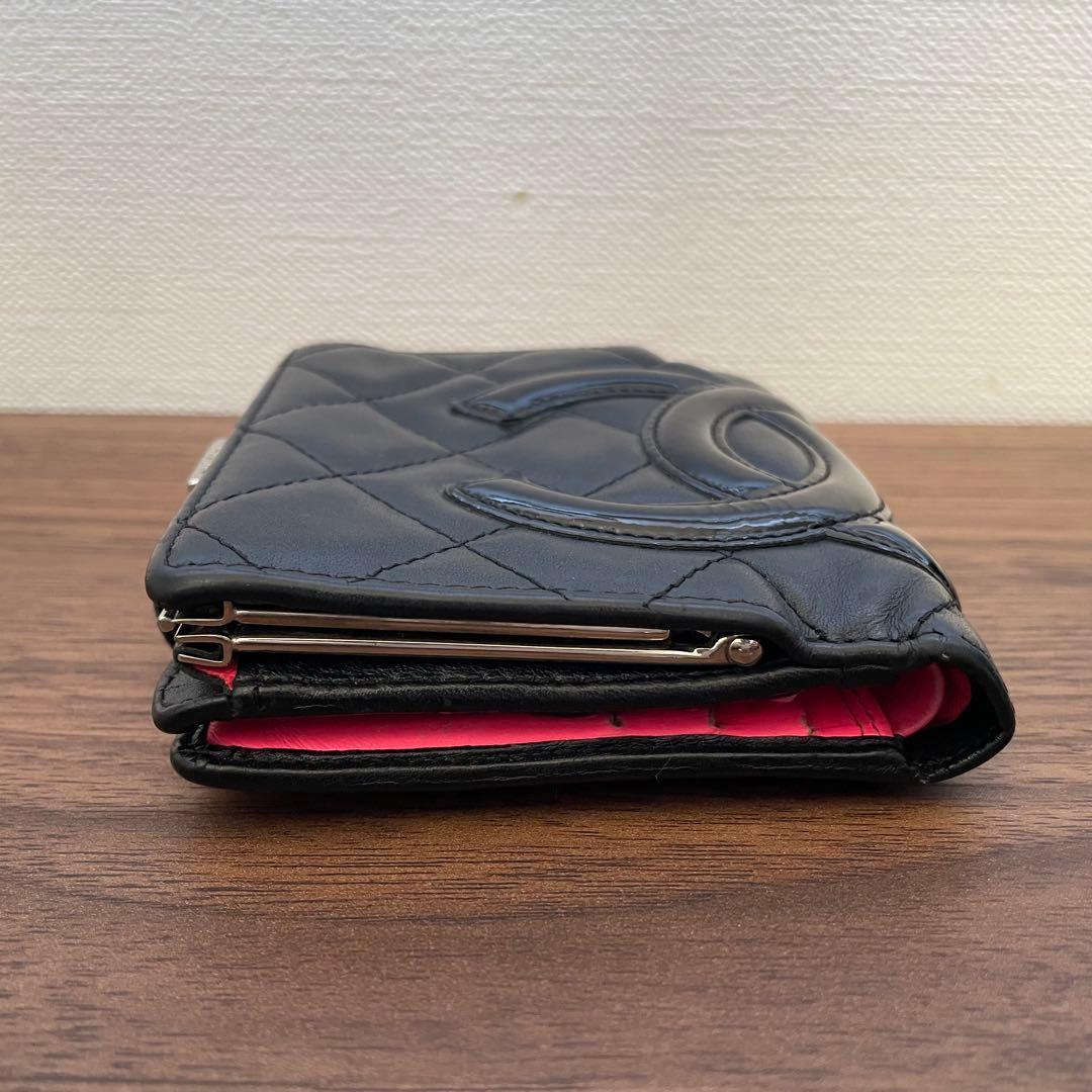 シャネル　カンボンライン　財布　ブラック