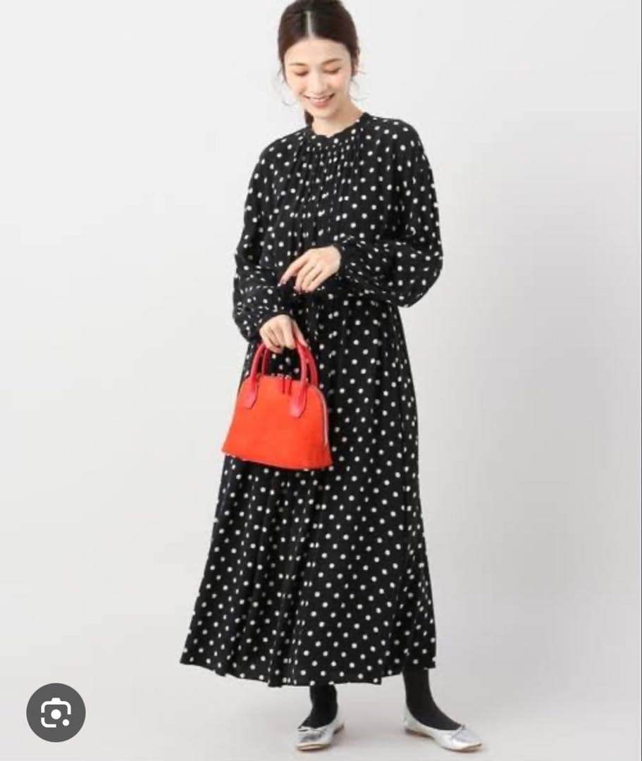 SACRA ドット柄 マキシ丈ワンピース　ポルカドットワンピース　38