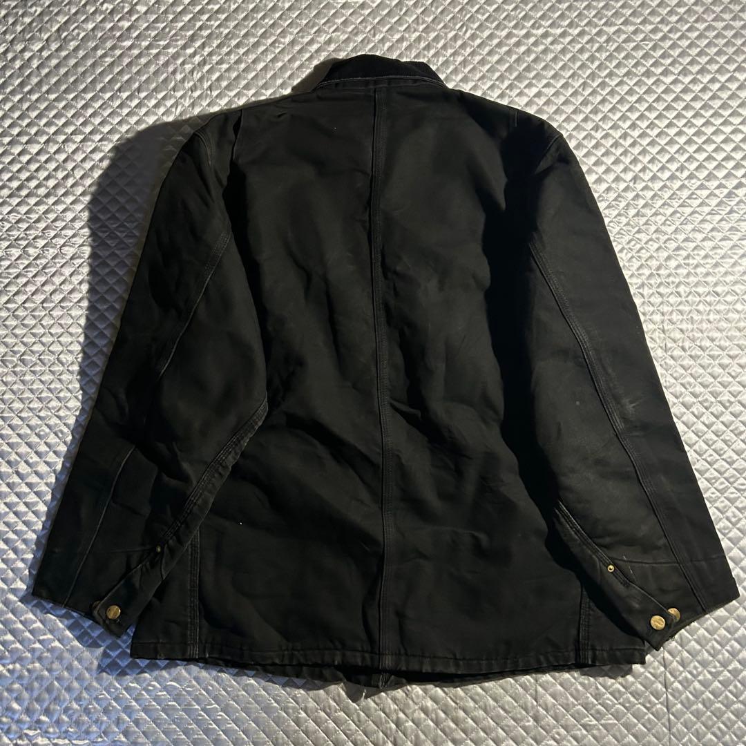 シ*ュ様 90s USA ミシガンチョアコート 黒 ブラック 企業刺繍 カバーオ