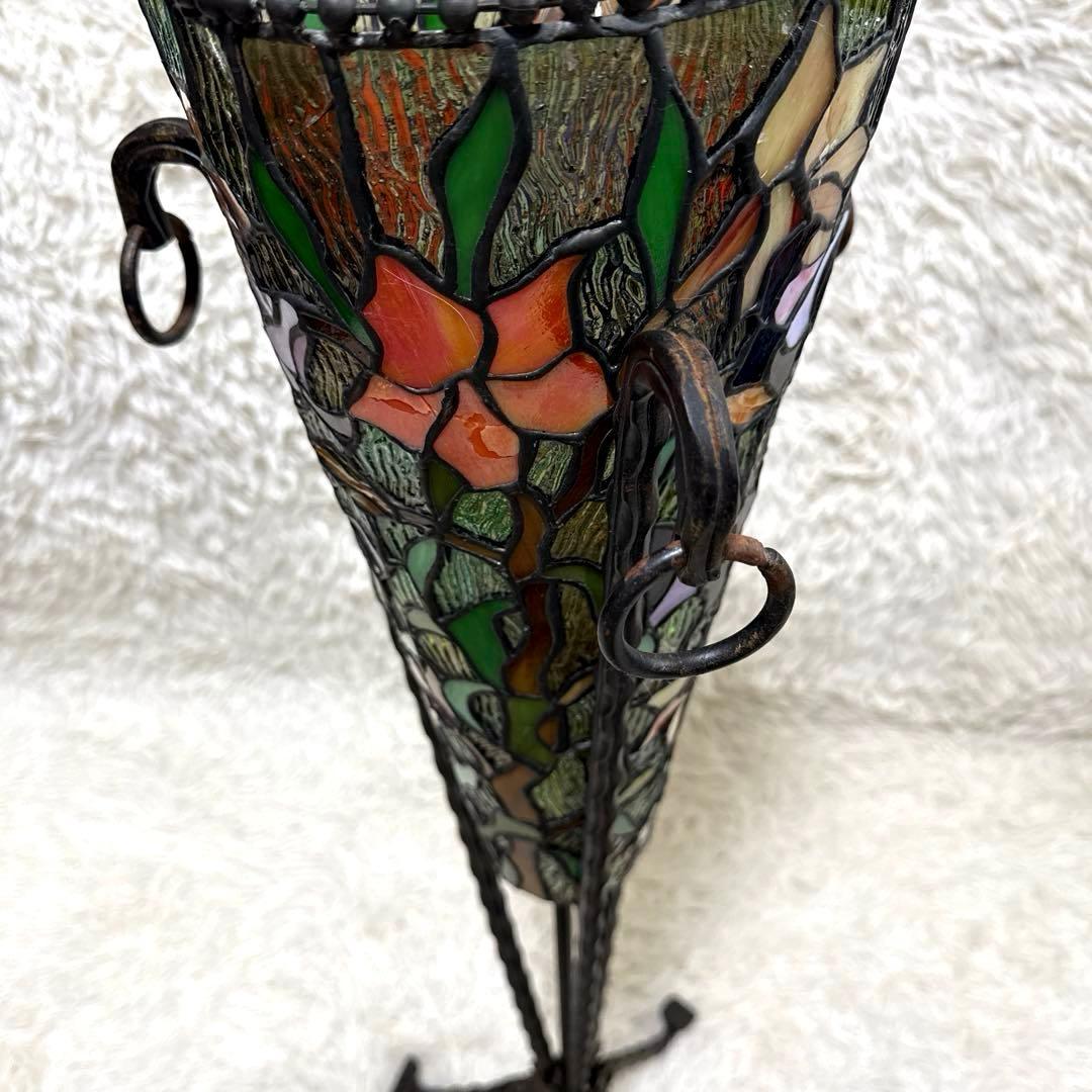 ステンドグラス　フロアスタンド　フロアランプ　トーチ型　アンティーク