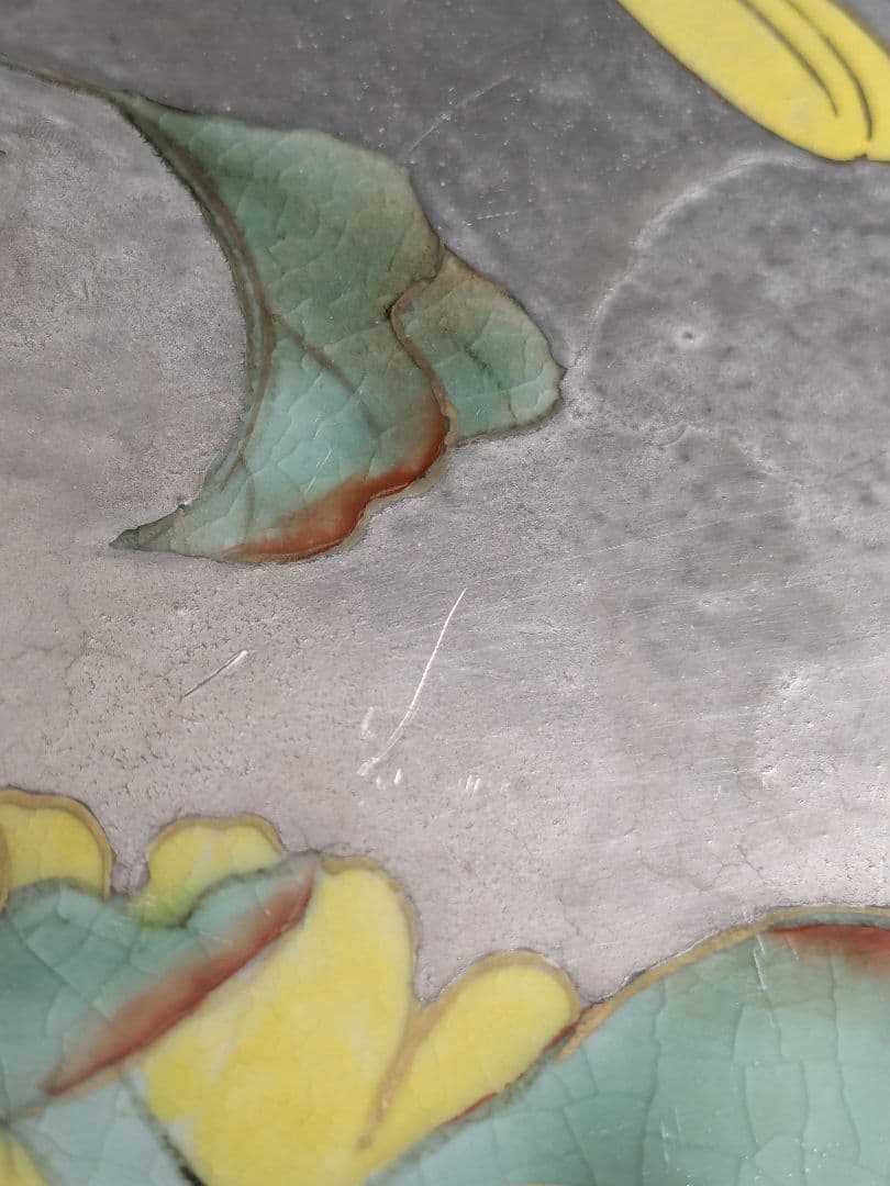 陶あん 清水焼 京焼 色絵付け 銀彩 向日葵 中皿 お皿