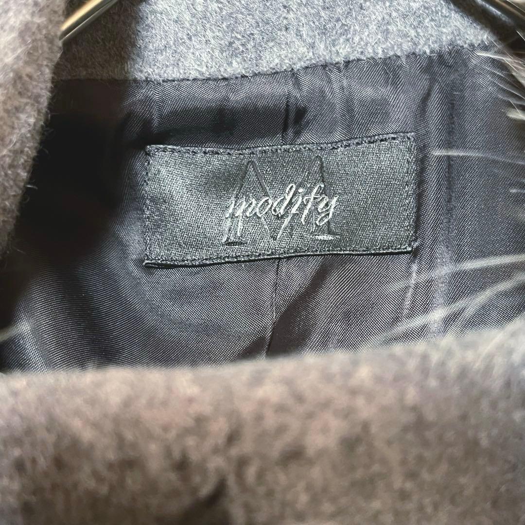 MODIFY アンゴラ混　ダッフル　ロングコート　フォックスファー　本革トグル