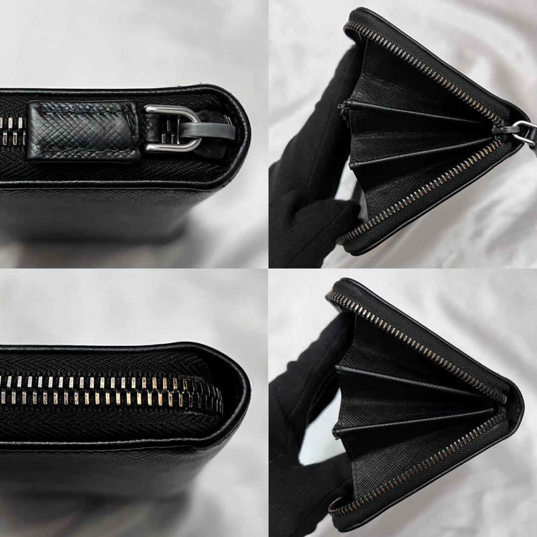 ◇箱付き極美品◇プラダ　サフィアーノレザー長財布　ロゴ金具　ブラック