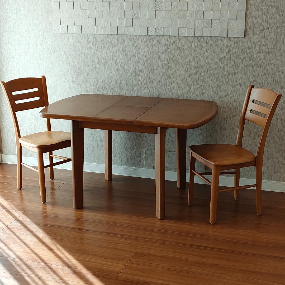 マルニ木工　伸長式　ダイニングテーブルセット　椅子2脚付き