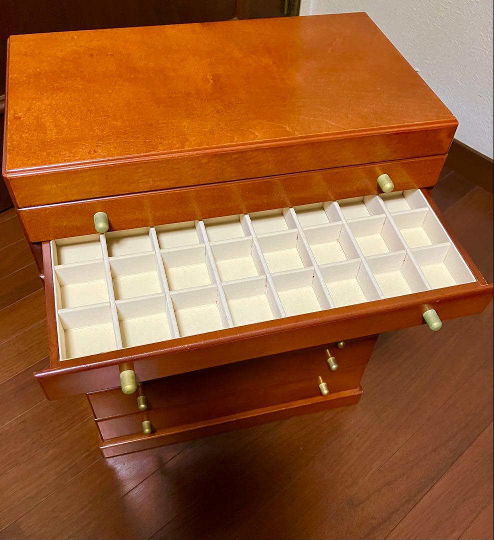 木製ジュエリーボックス 8段引き出し ミラー付き