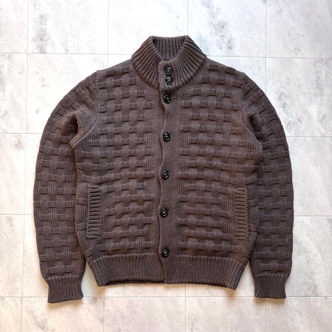 【極美品】ドルモア スタンドカラーカーディガン 肉厚 伊製 メリノウール XL