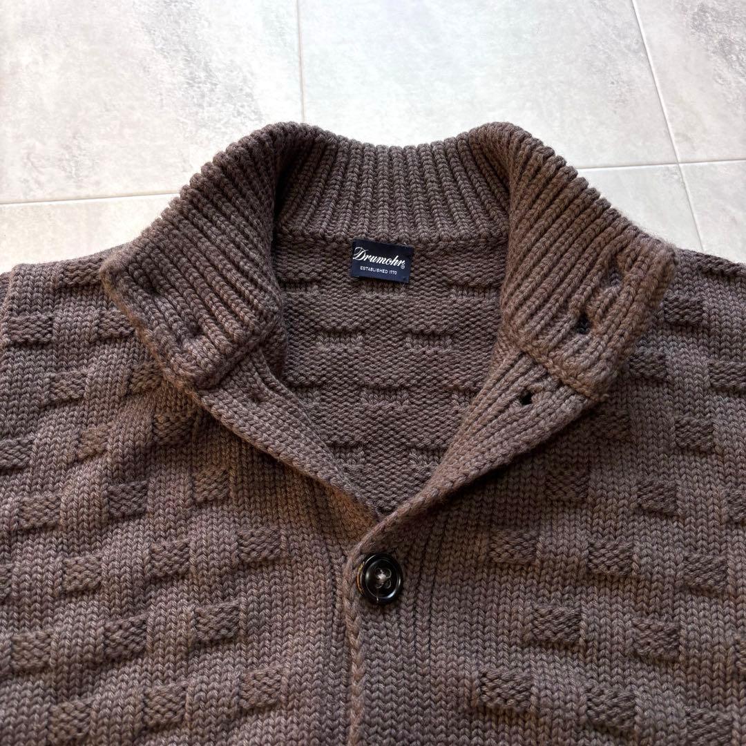 【極美品】ドルモア スタンドカラーカーディガン 肉厚 伊製 メリノウール XL