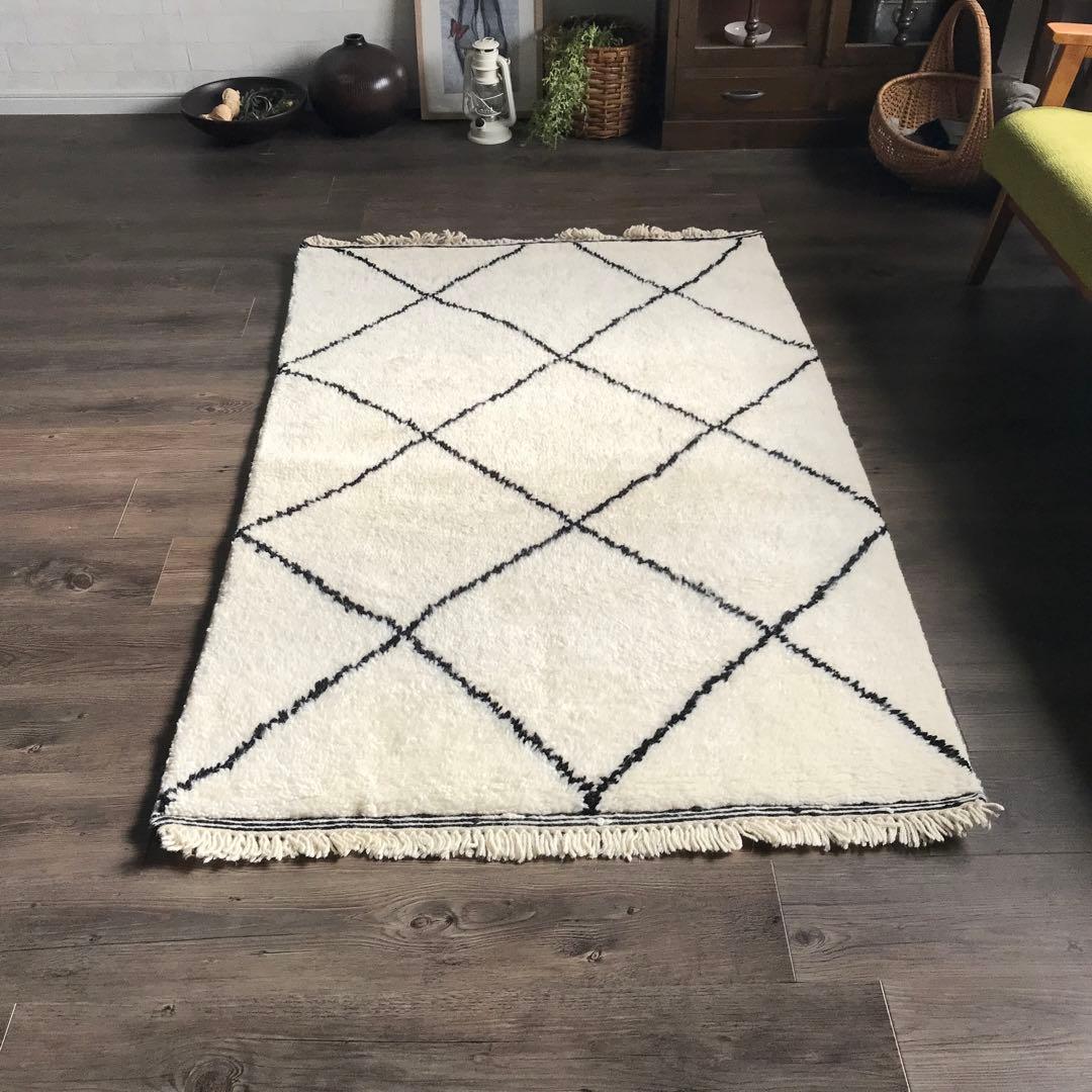 モロッコの伝統的な ラグ ラグマット ベニワレン風 100x150cm A 北欧
