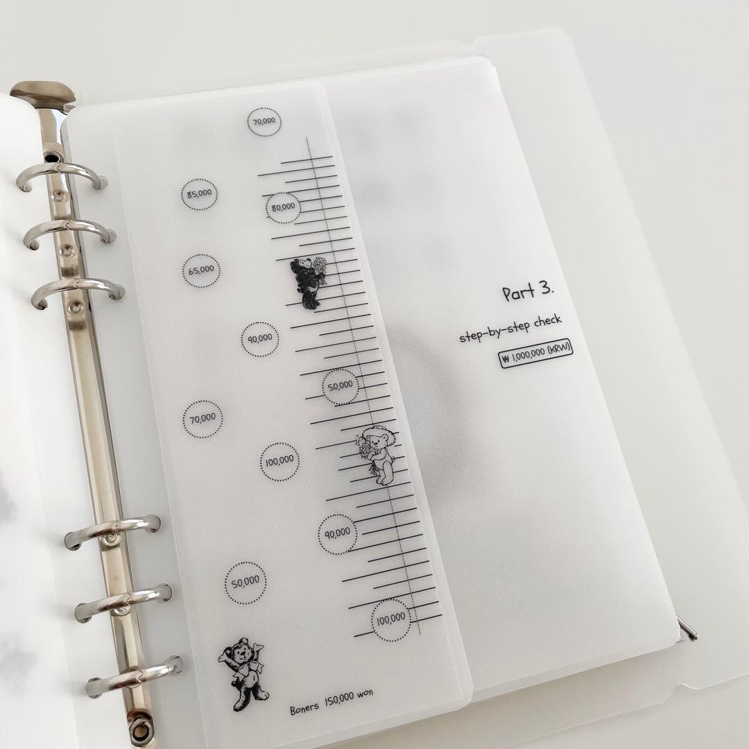 ラスト1点　韓国　貯金　貯蓄　バインダー　カバー　リフィル　A5 くま　ベア　2