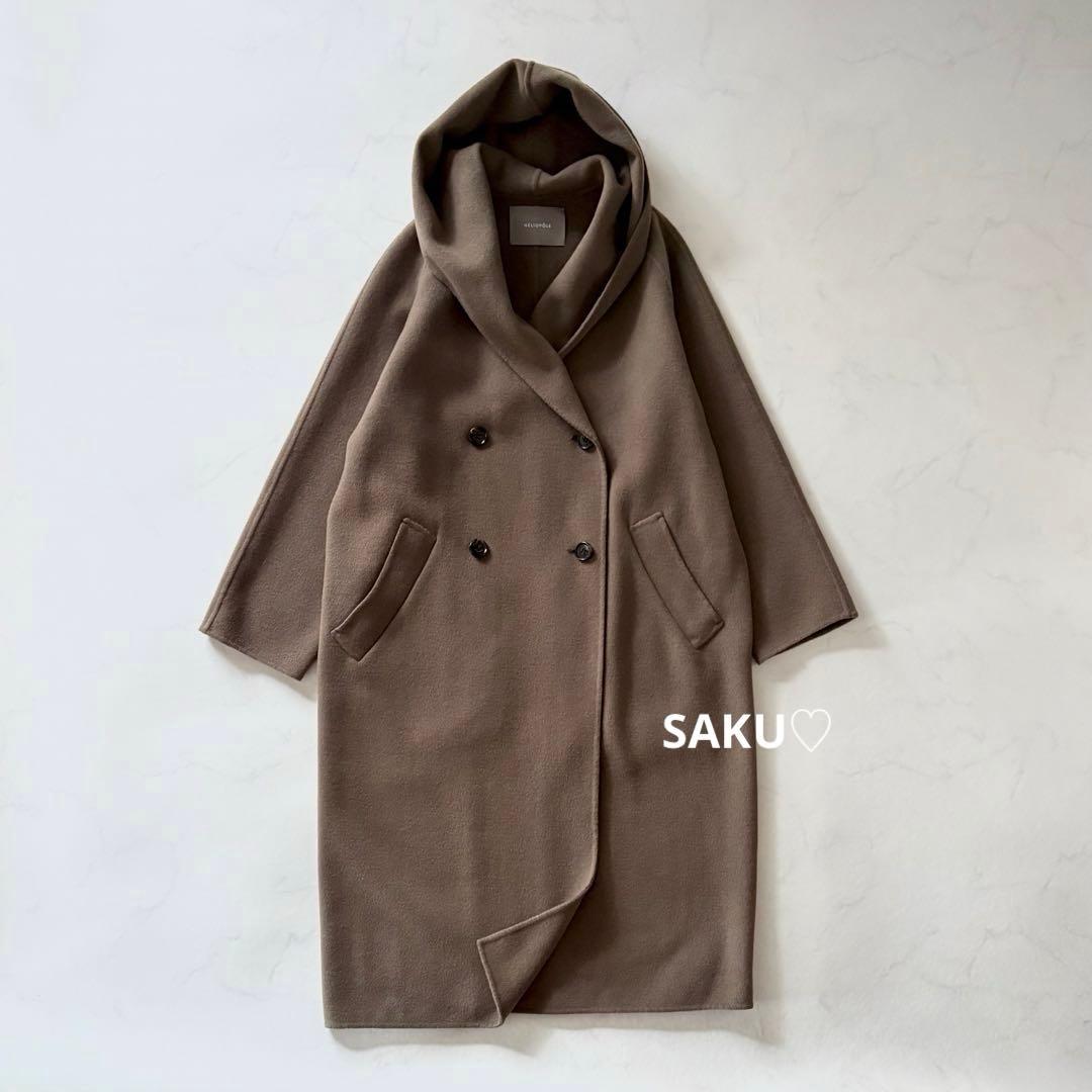 定価61600円 HELIOPOLE ウールダブルフェイスフーデットコート 38