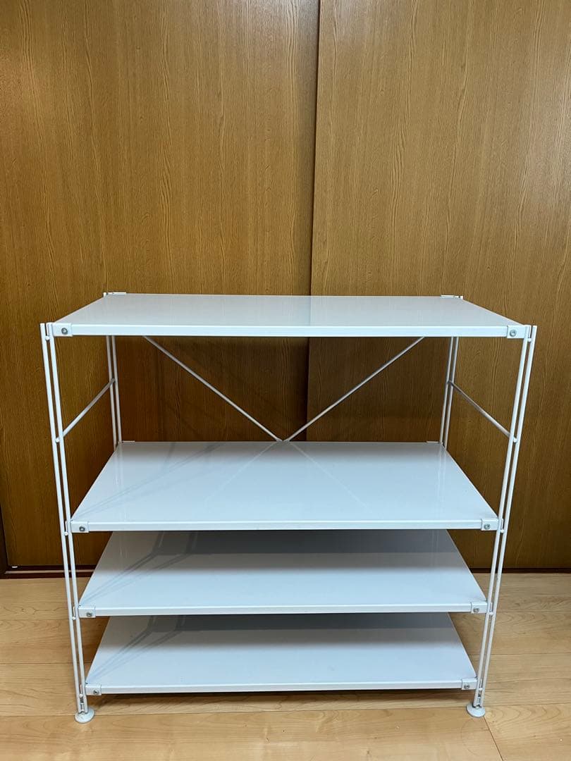 ①スチールユニットシェルフ ワイド 小 グレー　棚板4つ