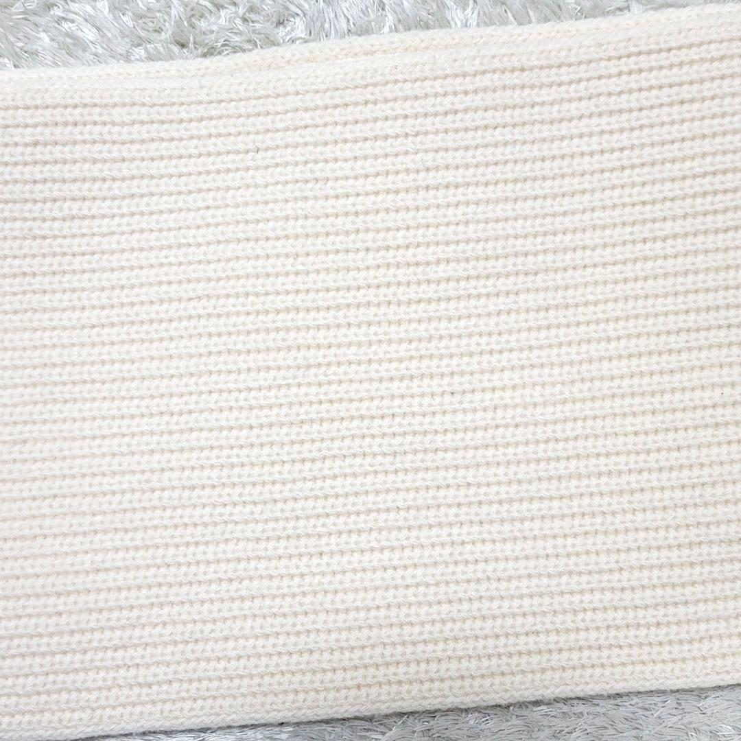 美品 ストーンアイランド マフラー ウール コンパスロゴ 立体編み ホワイト