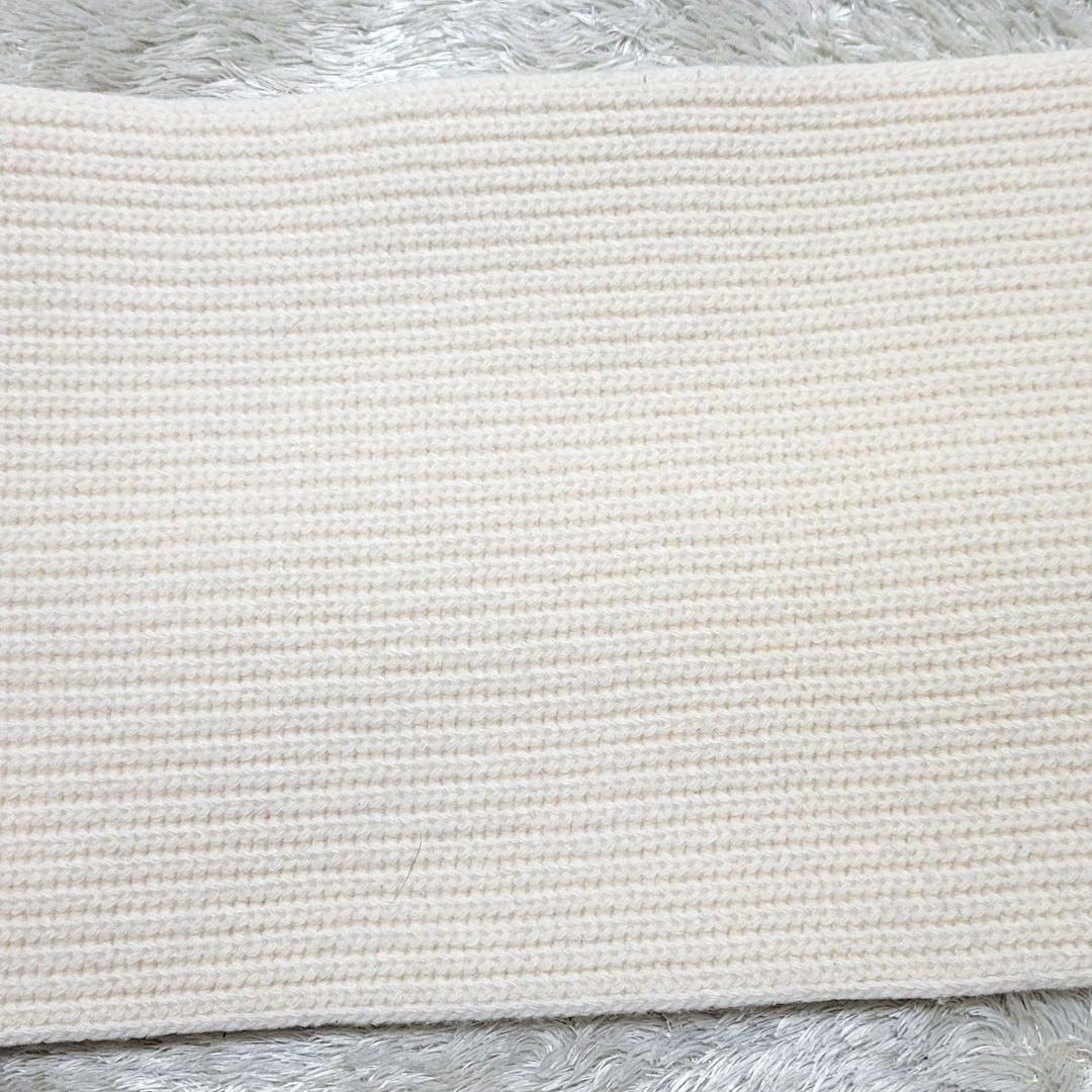 美品 ストーンアイランド マフラー ウール コンパスロゴ 立体編み ホワイト