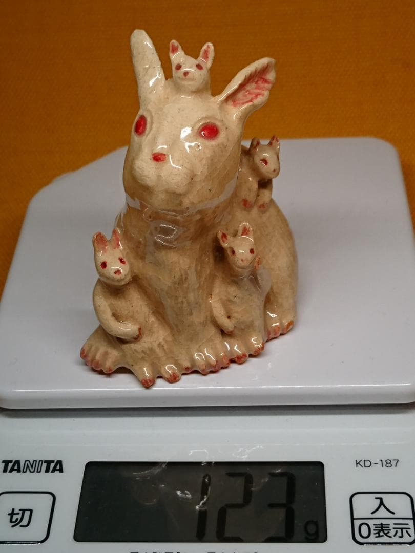 ラビット　兎　親子　陶器　オブジェ　置物　インテリア　工芸品　美術品　A1363