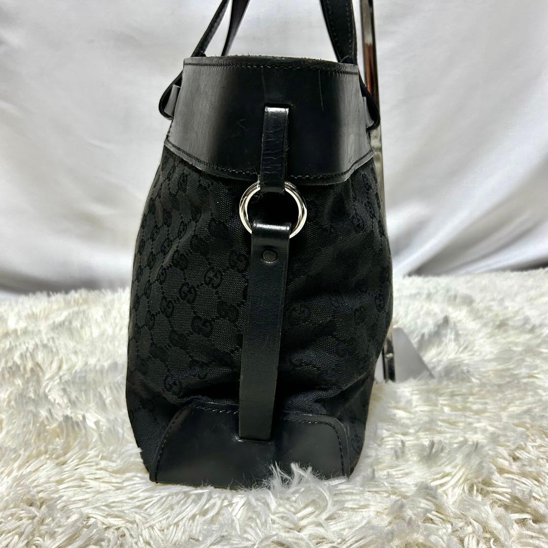 GUCCI トートバッグ　106251 シマ　A4収納可能　レザー　キャンバス