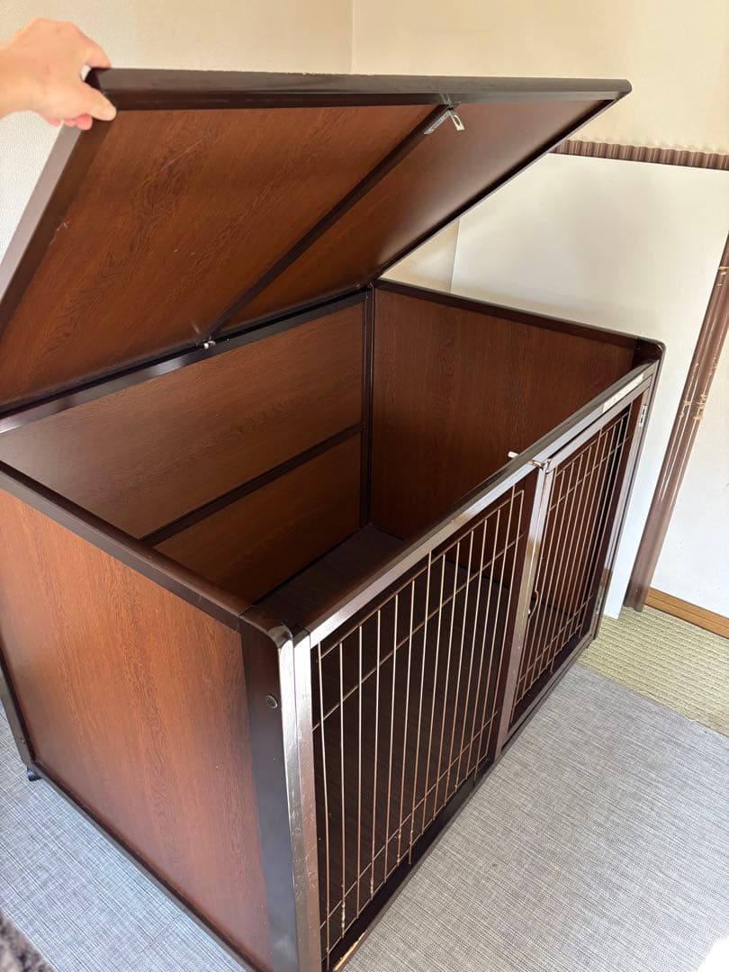 木製犬用ケージ ブラウン 大型犬用