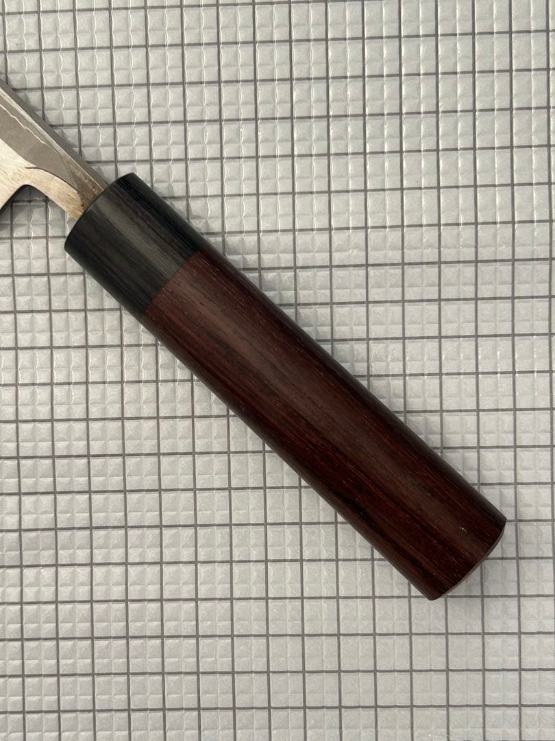包丁 出刃 ダマスカス 安来鋼青紙２号 180mm 紫檀シノギ柄 ④