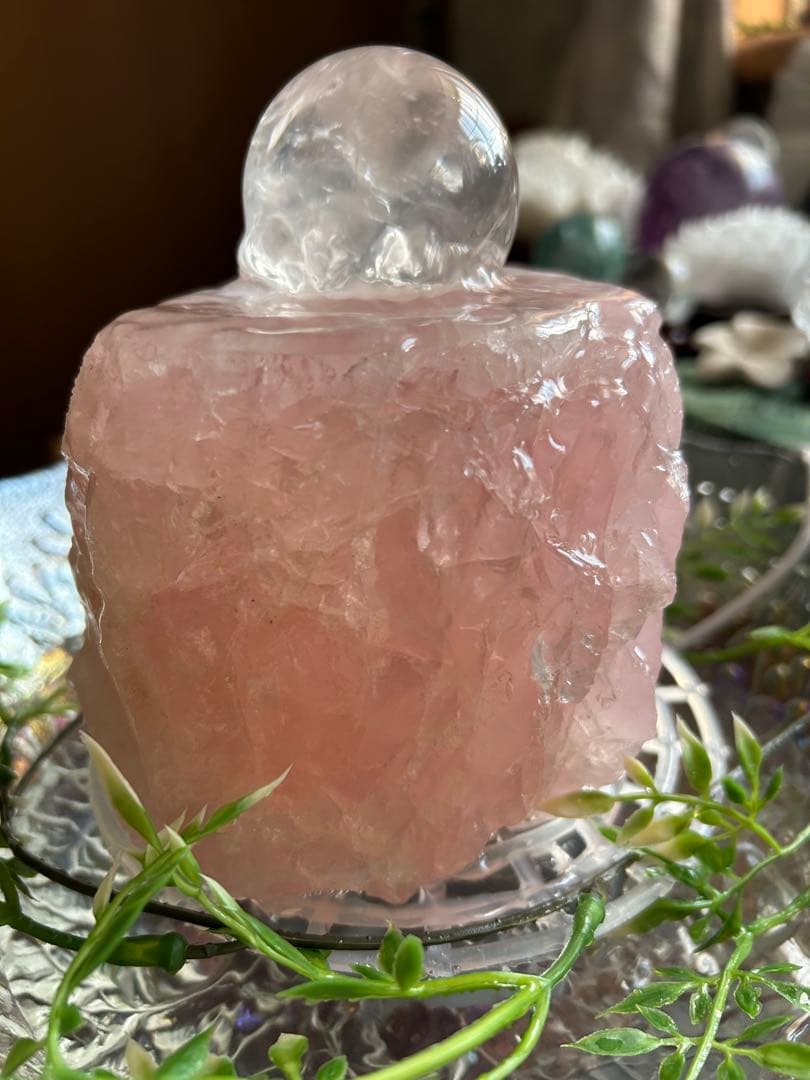 ✨破格✨絶品‼️ローズクオーツ☆噴水☆天然石⭐︎ファウンテン☆秘蔵品⭐︎2100g
