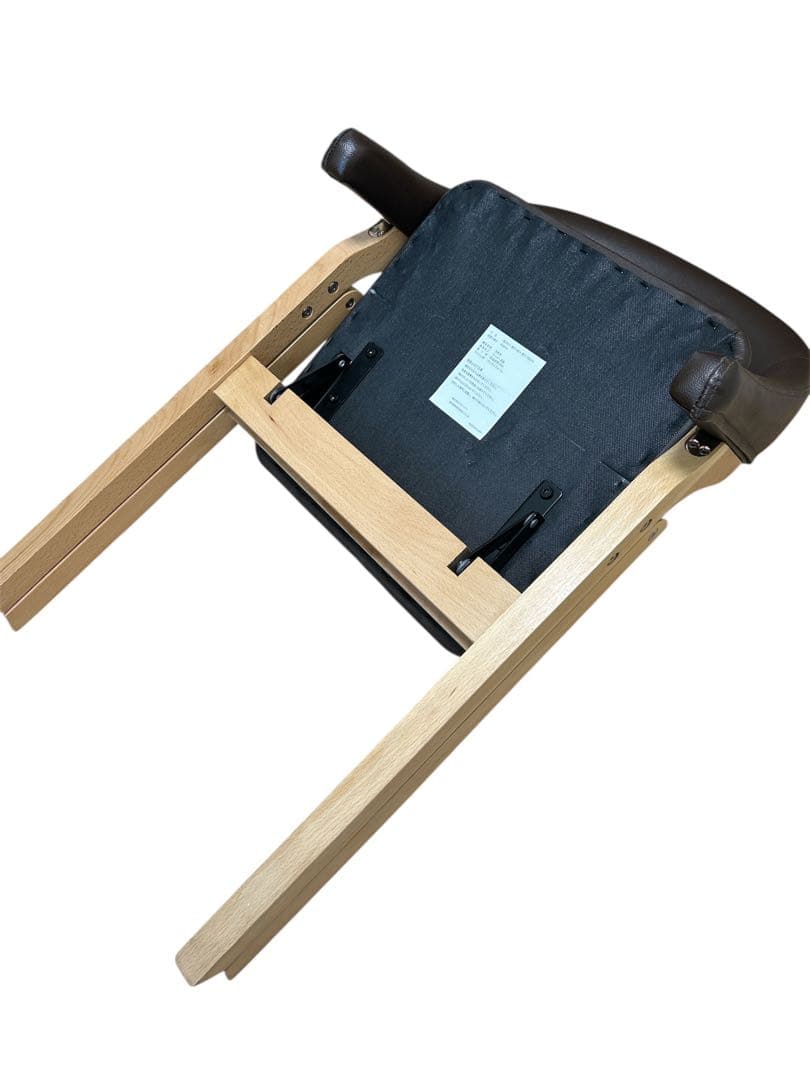 【美品】木製チェア ダイニングチェア 合皮座面 北欧風 折りたたみ式 椅子
