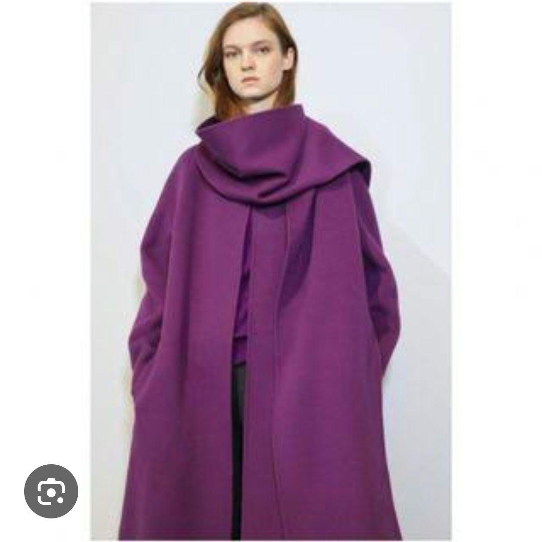 Theory セオリー ストール付きコート カシミア混 ノーカラーコート