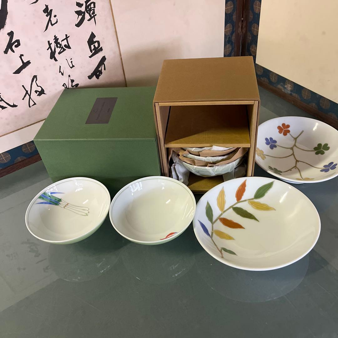 tomokoです❣️ 深川製　飯碗5ケ 楕円形皿2枚