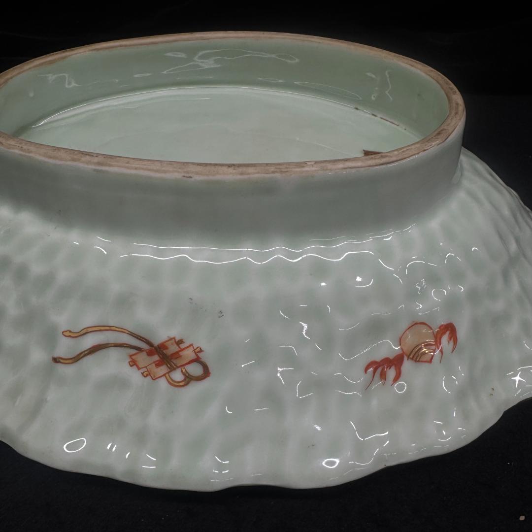 古伊万里焼　江戸後期〜幕末頃　色絵山水絵図 大鉢40cm