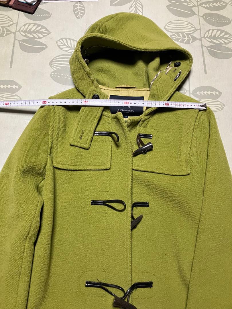 Burberry ダッフルコート 若草色 ウール　フード付き　Size40