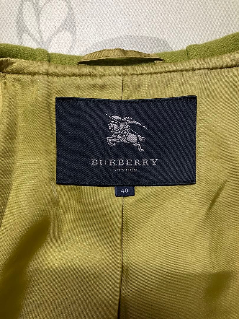Burberry ダッフルコート 若草色 ウール　フード付き　Size40