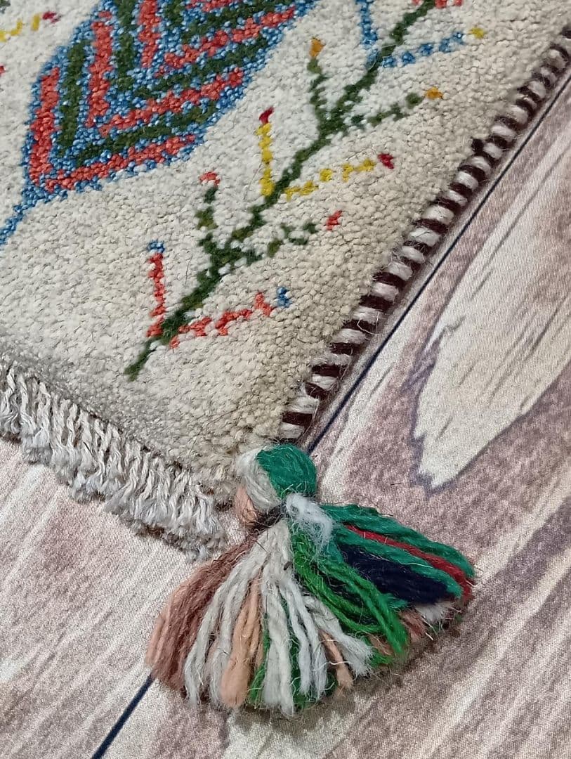 ペルシャ絨毯　ギャッベ　座布団　手織り　イラン(113)