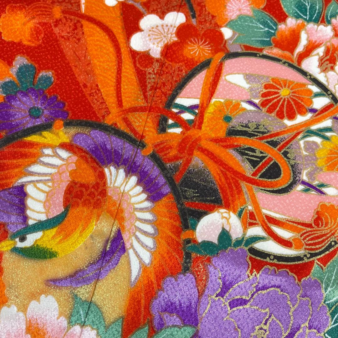 【着物と帯 時流】O24220s◆七五三 7才女の子着物+長襦袢セット◆正絹 鳥