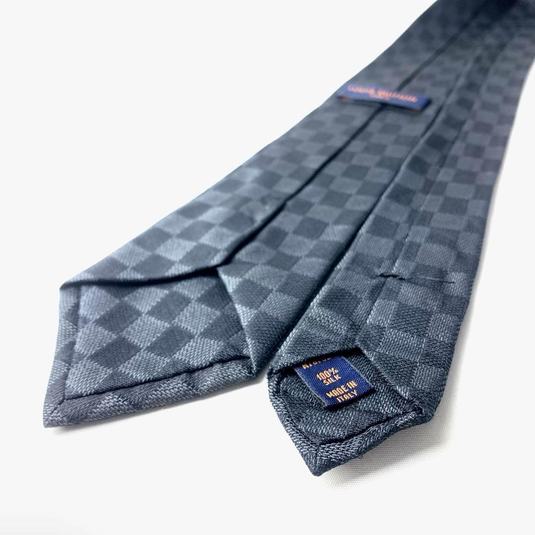 1029 LOUIS VUITTON ルイヴィトン　ダミエ　シルク　ネクタイ　黒